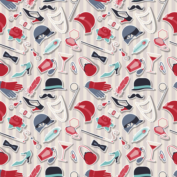 复古20世纪20年代风格的无缝图案。图片下载