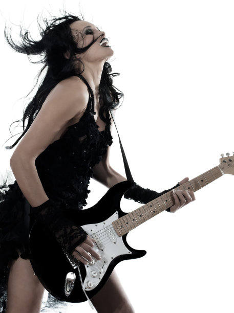 弹奏电吉他的女人图片下载