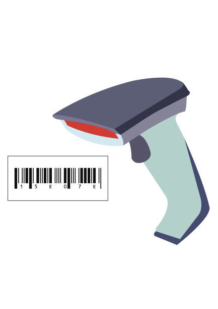 条形码扫描器在白色背景。矢量图图片下载