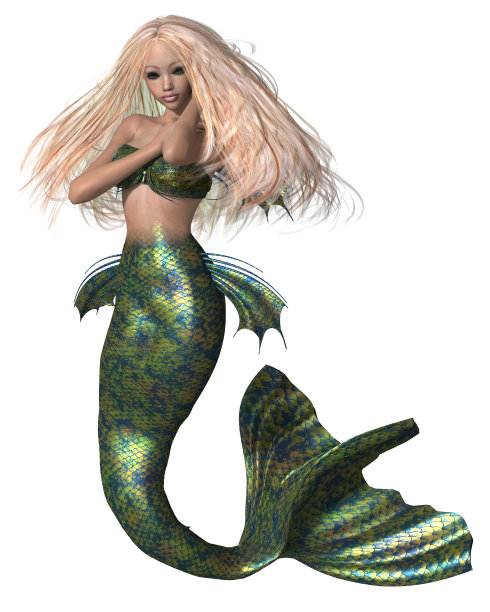 绿色和蓝色美人鱼图片下载