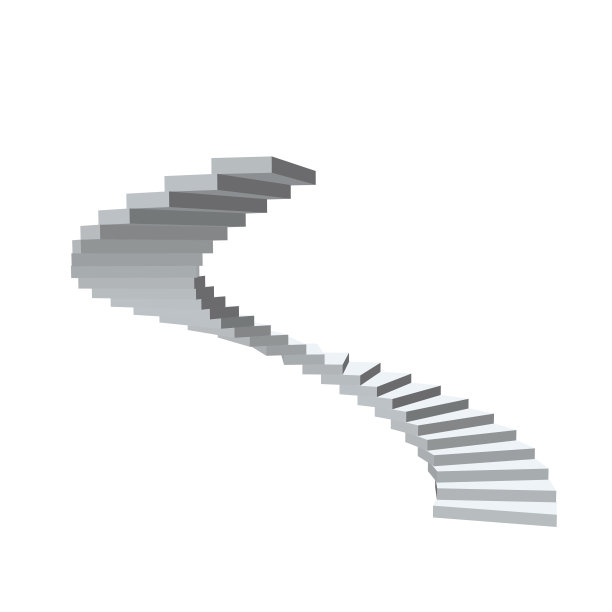 螺旋楼梯。孤立在白色背景上。素材图片