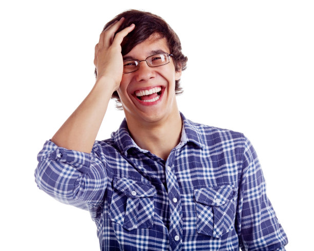 微笑的家伙，手顶着头图片下载