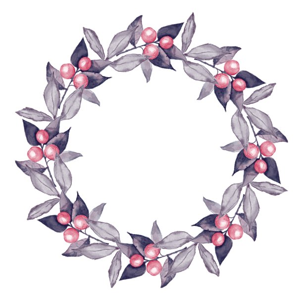 花环2。水彩画。轮架图片下载