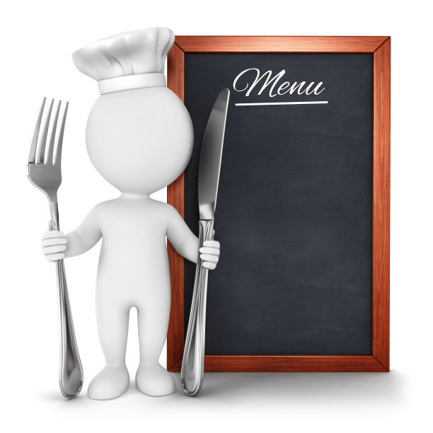 3d白人厨师与菜单图片下载