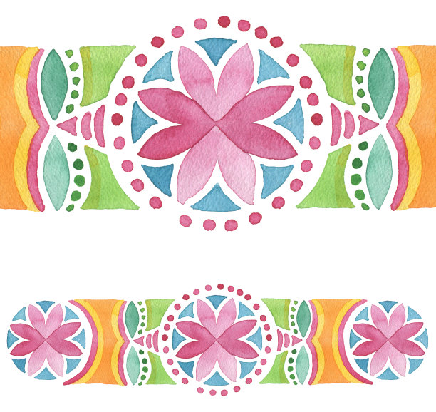 几何手绘水彩无缝装饰。孤立。图片下载