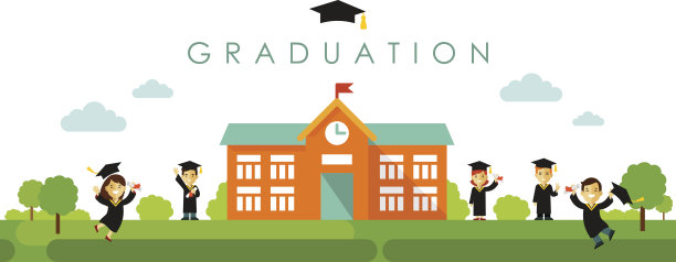 无缝全景背景与平面风格的毕业概念图片下载