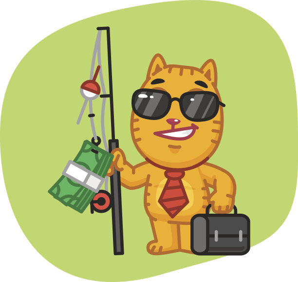 拿着鱼竿的猫商人图片下载