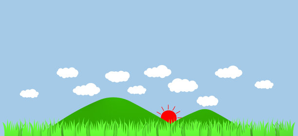 景观清晰模糊天空多云，山，草和太阳图片下载