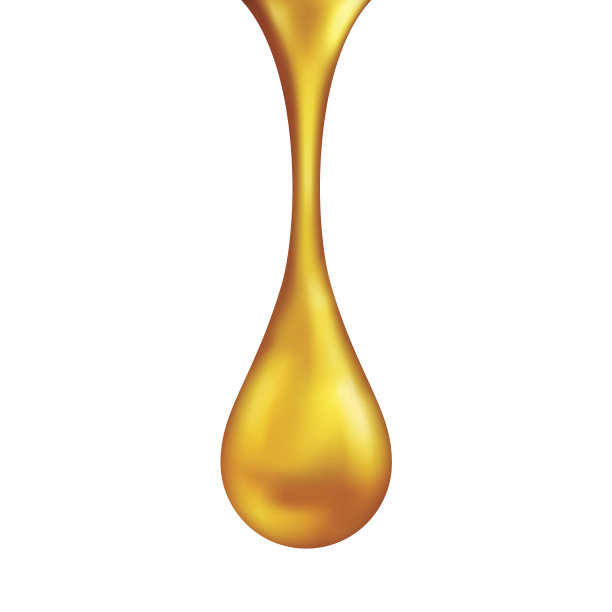 金色的油滴孤立在白色的背景素材图片