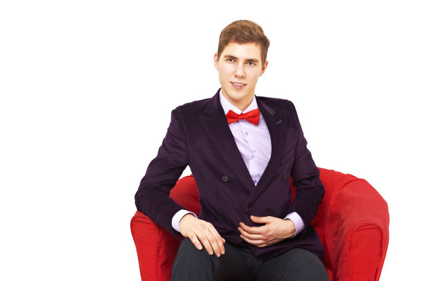 优雅的年轻英俊的男子孤立在白色图片下载