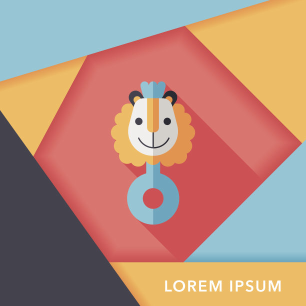 婴儿拨浪鼓图标与长影子，eps10图片下载