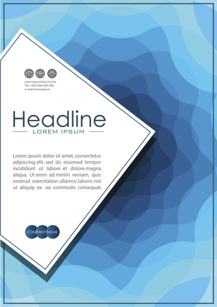 封面设计A4，蓝色波浪抽象线。图片下载