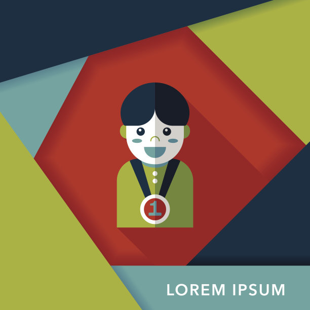 获胜男孩与长影子的平面图标，eps10图片下载