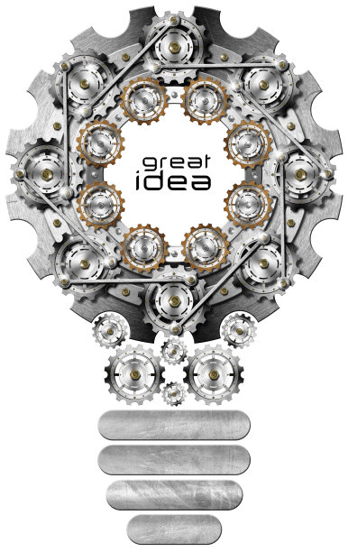 伟大的想法-灯泡和齿轮图片下载