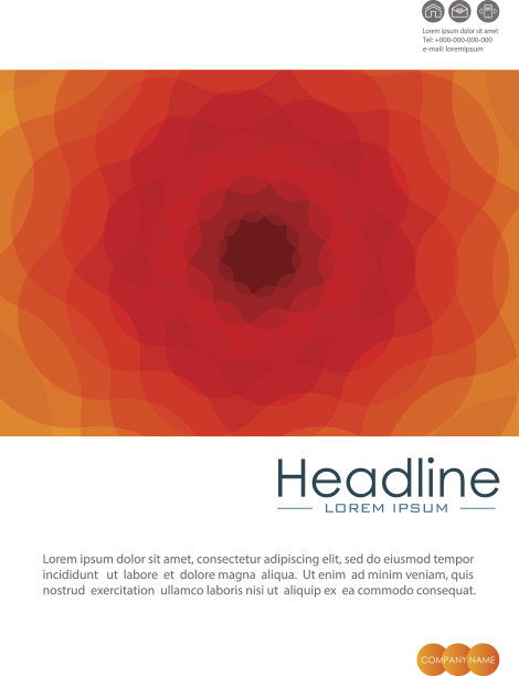 封面设计在A4与橙色波浪抽象线。图片下载