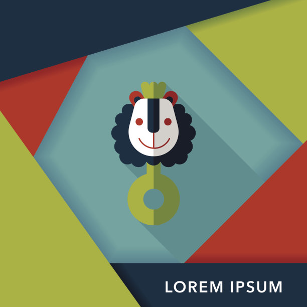 婴儿拨浪鼓图标与长影子，eps10图片下载