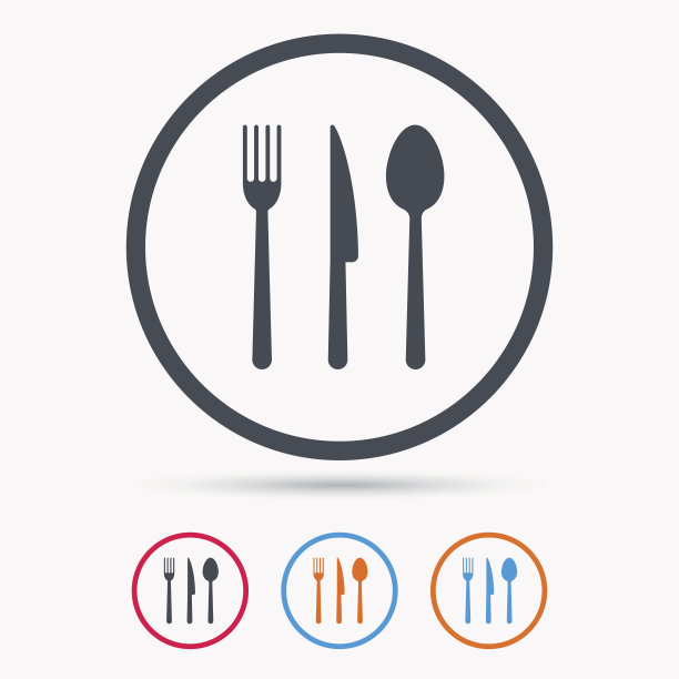 叉子、刀和勺子的图标。餐具的迹象。图片下载
