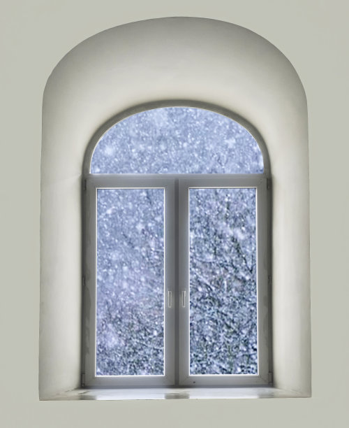 白色的半圆形现代主义窗户在白色的墙上
冬天，下雪，暴风雪，下雪图片下载