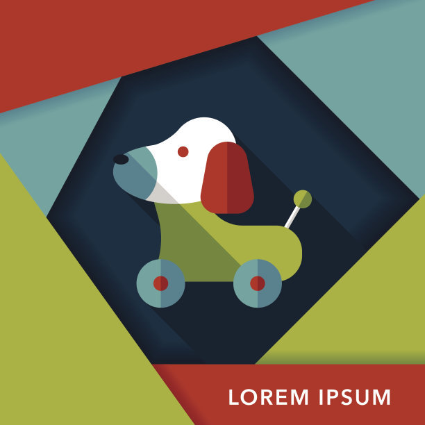 玩具狗平面图标与长影子，eps 10图片下载