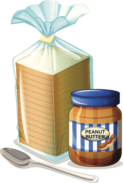 面包，花生酱和勺子图片下载