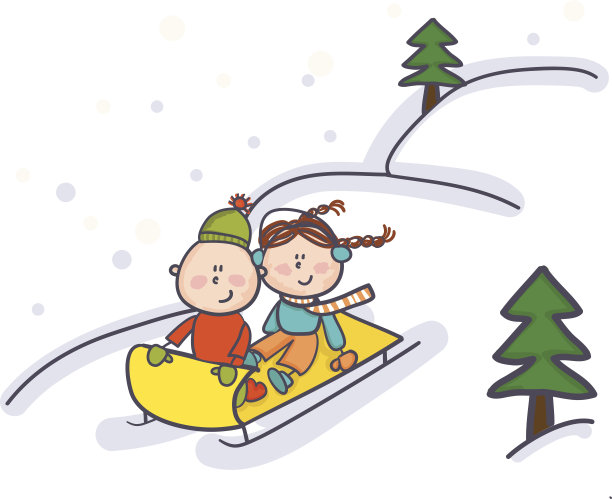 拉雪橇的孩子素材图片