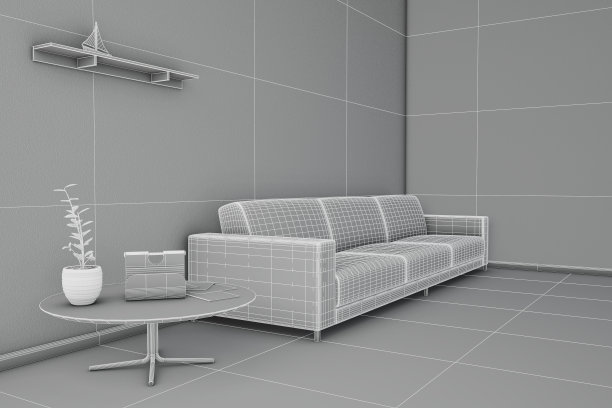 客厅的室内效果图的侧视图图片下载