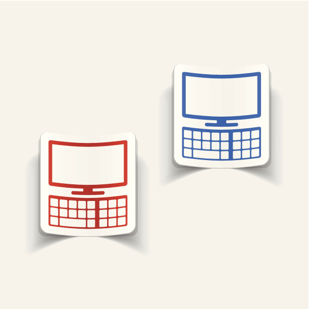 逼真的设计元素:显示器、键盘图片下载