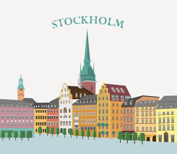 Gamla Stan的全景。斯德哥尔摩,瑞典图片下载