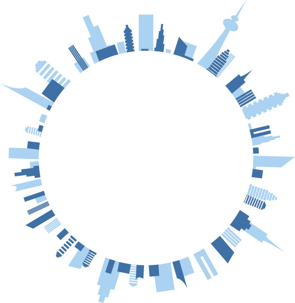 蓝色的城市名片。图片下载