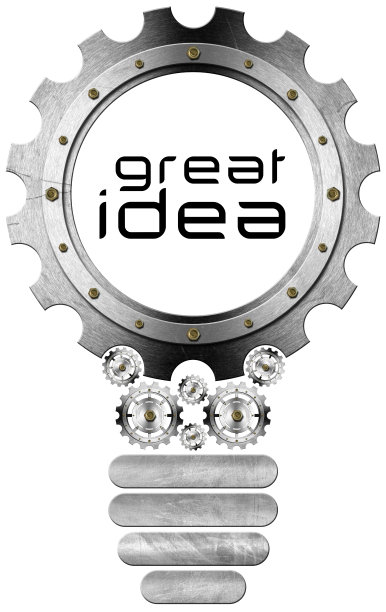 伟大的想法-灯泡和齿轮图片下载