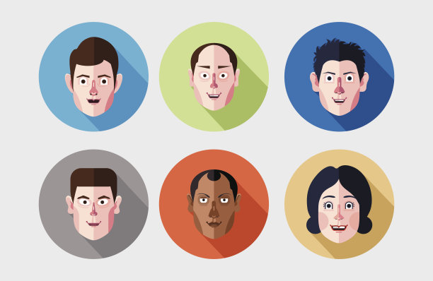 一组表达头像平面图标图片下载