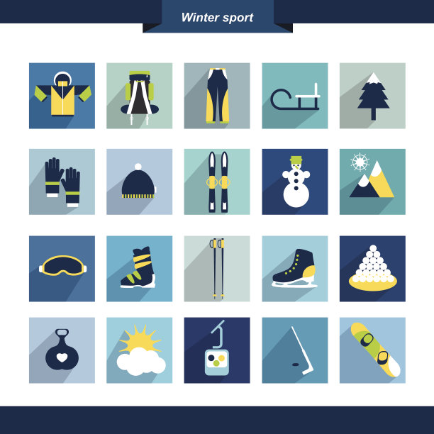 冬季运动和徒步旅行的图标收集。图片下载