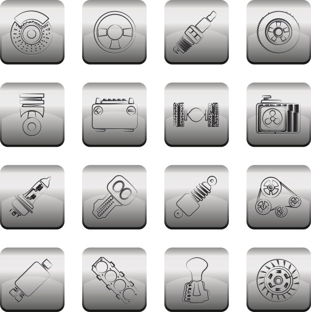 不同类型的汽车零件图标图片下载