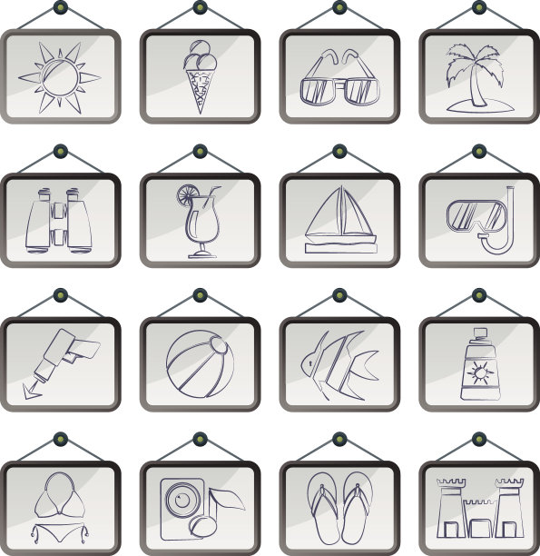 热带，海滩和夏季的图标图片下载