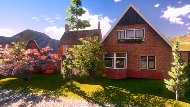 典型的英国春天小镇图片下载