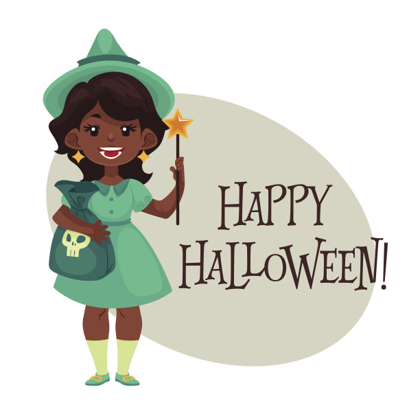 万圣节快乐的女孩打扮成仙女图片下载