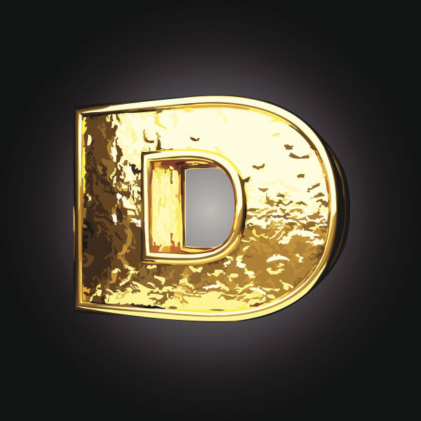 金色剪纸字母D矢量素材图片下载