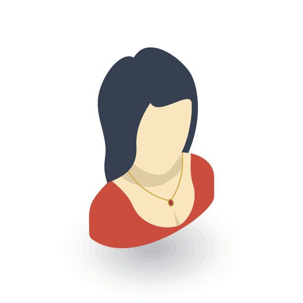 漂亮的女孩或漂亮的女人与红色晚礼服等角平面图标。三维向量图片下载