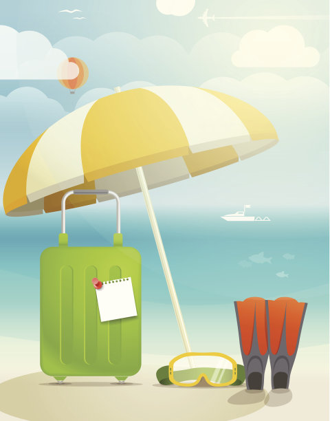 夏日海滨度假插图素材图片
