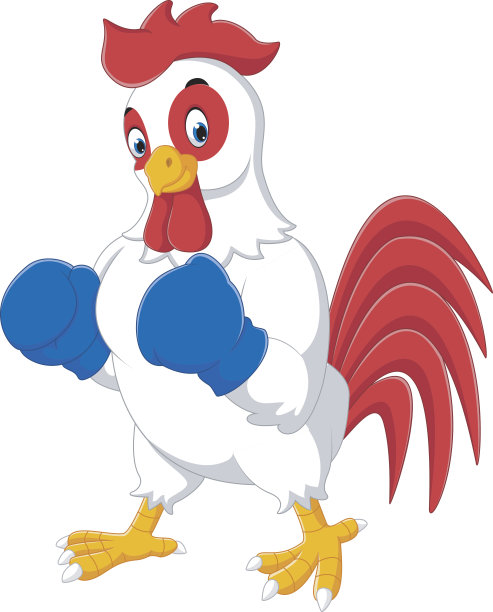 可爱公鸡卡通拳击素材图片