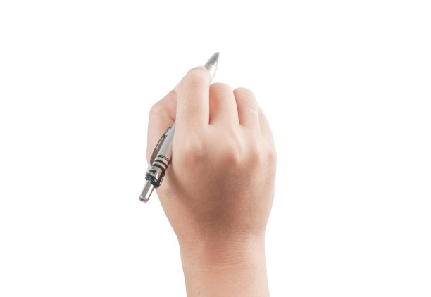 一个拿着笔的女人在白色的背景上图片下载