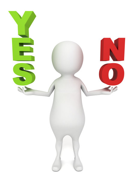 3d人持有概念上的“是”和“不”字图片下载