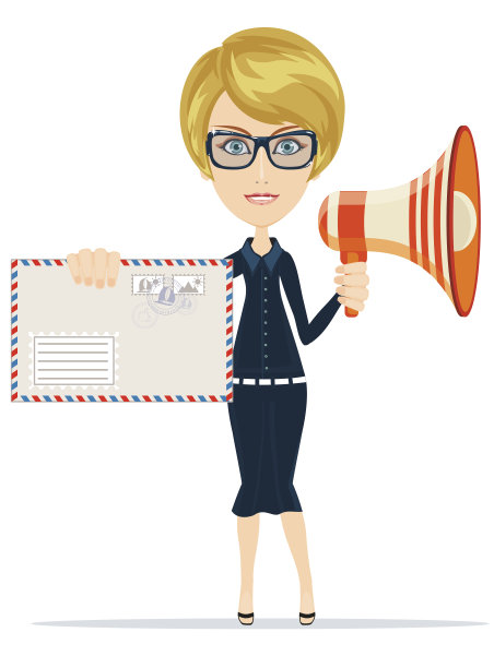 美丽的女孩邮递员，矢量插图图片下载