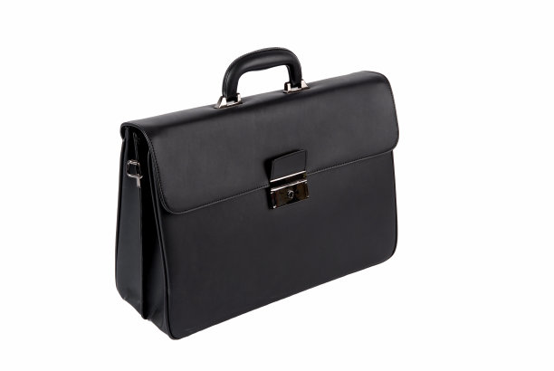 白色背景下的黑色公文包图片下载
