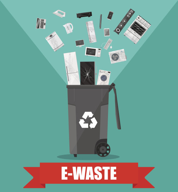 电子废物回收站，装有旧的电子设备图片下载