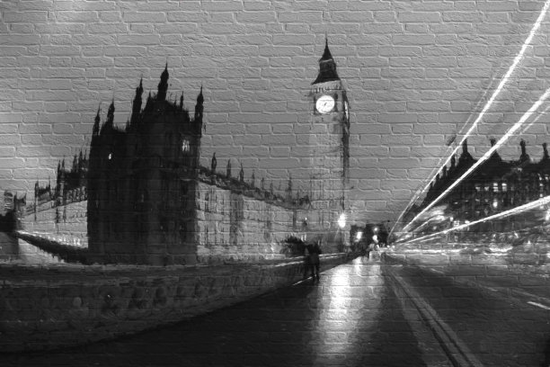 英国伦敦的大本钟，艺术风格图片下载