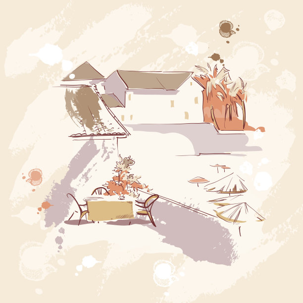 夏日的南方城市。矢量插图。图片下载