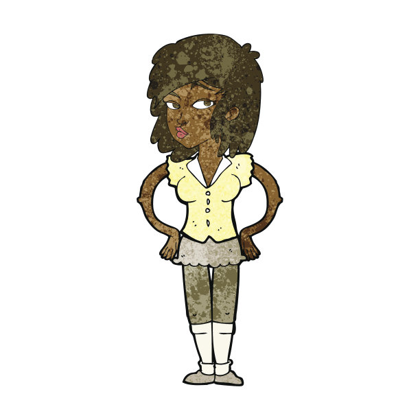 卡通美女，双手叉腰图片下载