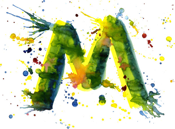 水彩颜料-字母M图片下载