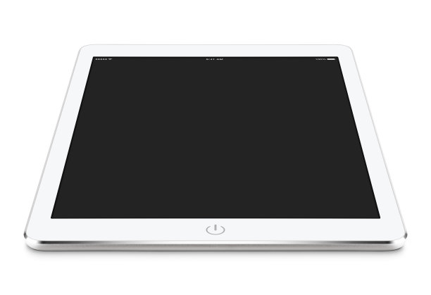 白色平板电脑的角度与空白屏幕模型图片下载